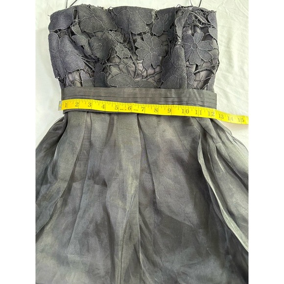 Eva Franco Women’s Black Strapless Mini Dress Embroidered Lace Size 10 - Picture 8 of 10